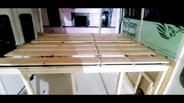 Shuttle Bus Conversion Garage Framing And Adjustable Bed Platform