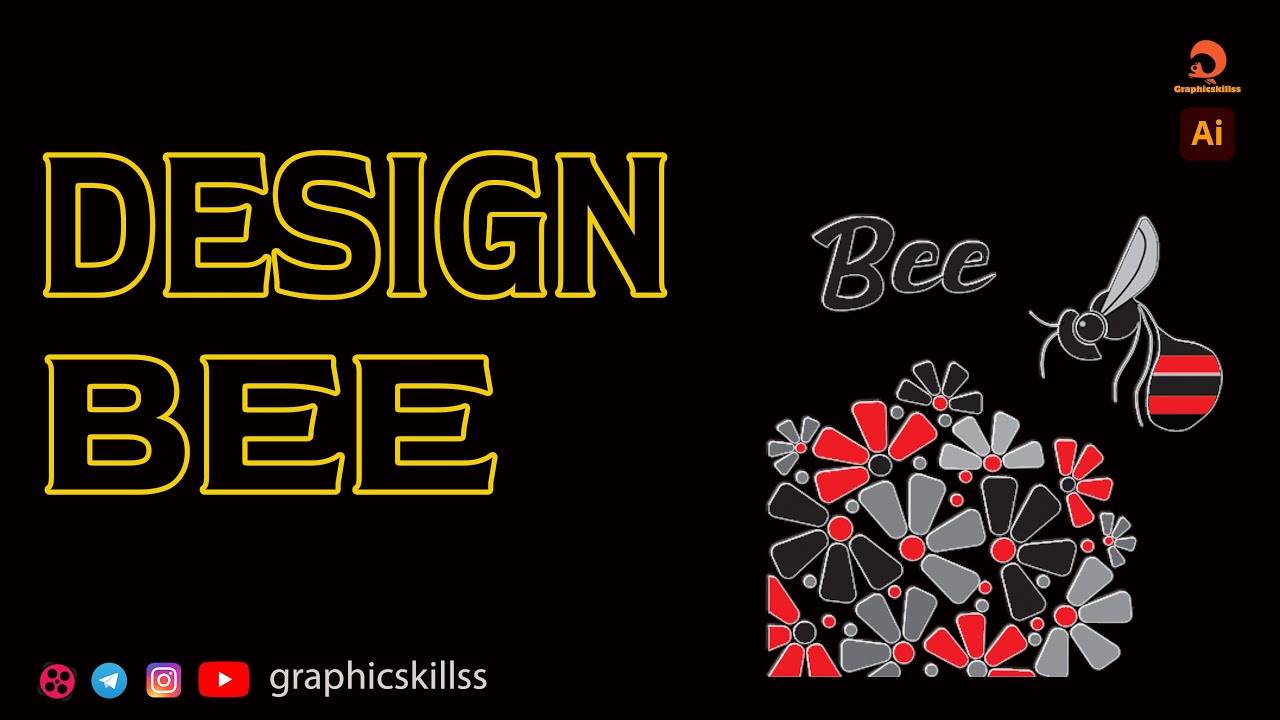 bee design step-by-step with illustrator software - YouTube