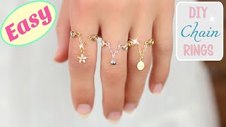 Dainty Rings With Chains (wire wrapping rings) DIY Rings With Charms