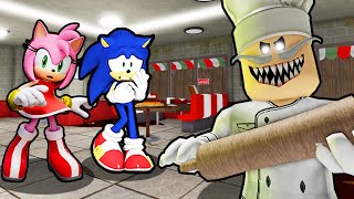 SONIC AND AMY VS ESCAPE TEAM EVIL PIZZERIA IN ROBLOX