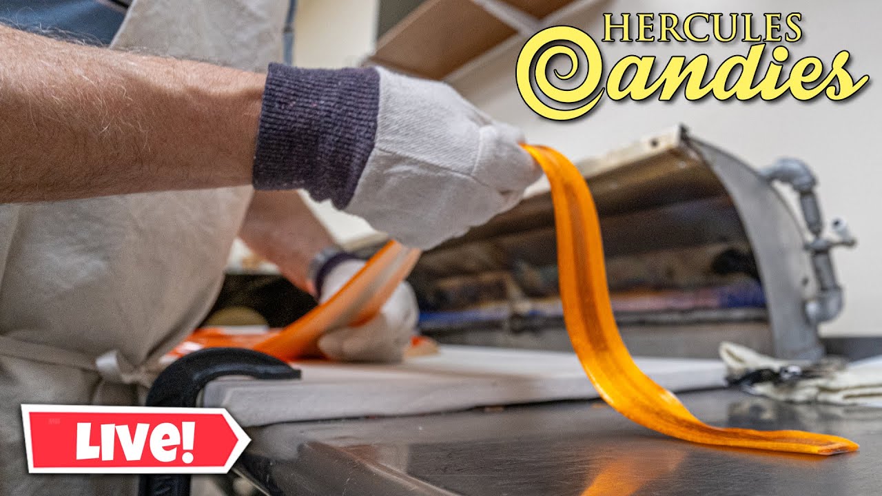 Making Candy Ribbons Making Chocolate Filled Strawberry Ribbon Candy Live! - YouTube