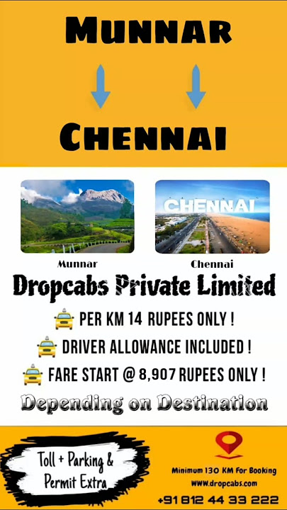 Munnar to Chennai One Way Taxi - Things To Do In Chennai #besttaxi #comfortcabsouthindia #munnar