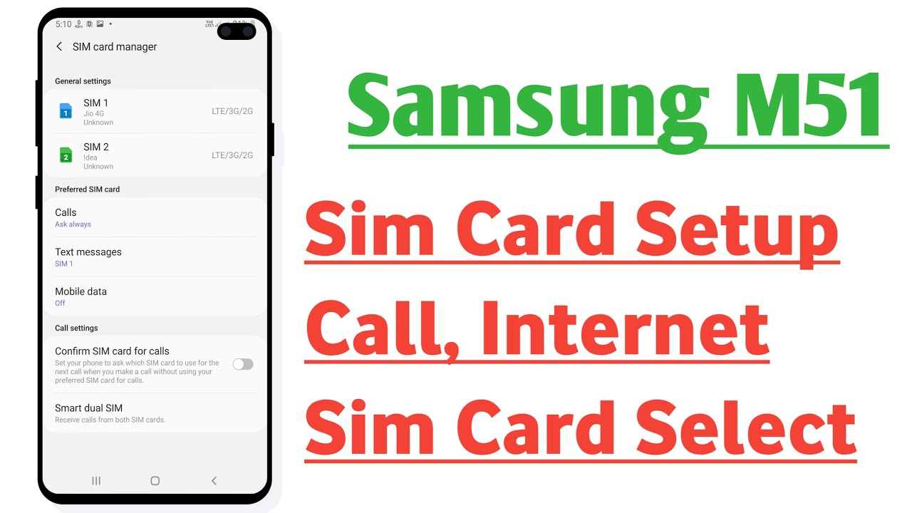 Samsung M51 Sim Card Setup Call, Sim Card Setup YouTube