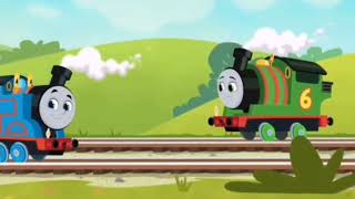 Kana does woohoo but Percy and Thomas misses Kana but the music sounds going faster to Speed music