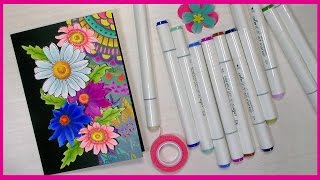 Flower Power Card & Alcohol Marker Coloring with NEW Color It Markers!