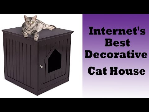 Internet's Best Decorative Cat House & Side Table Cat Home Nightstand Indoor Pet Crate Litter