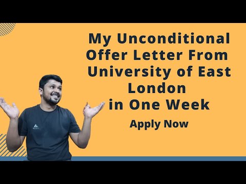 Unconditional Offer Letter For Master's From University of East London | UEL Requirements and Fees