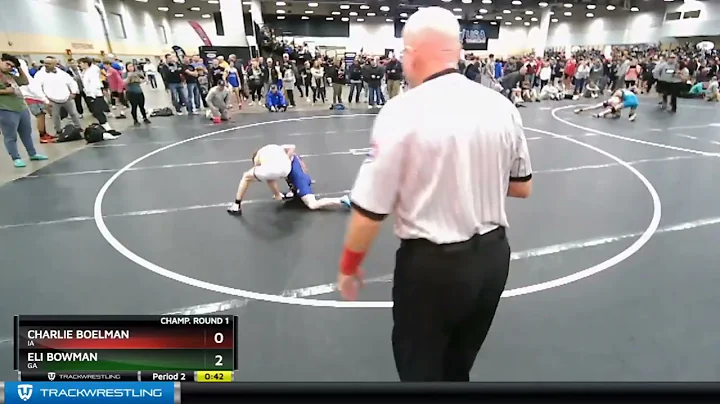 100 Lbs Champ. Round 1 - Charlie Boelman, IA Vs El...