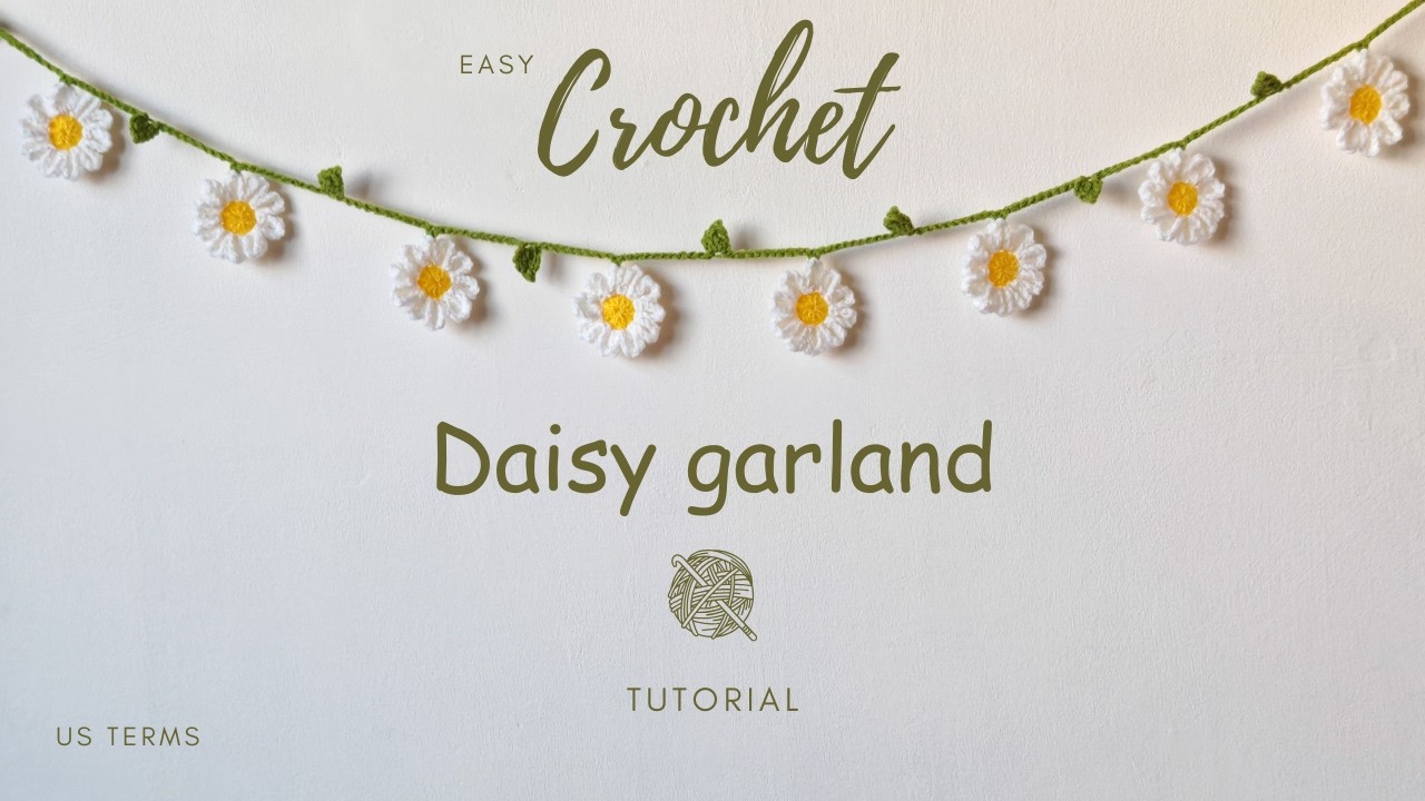 Crochet Daisy garland || crochet flower || wall decoratiom || Tutorial