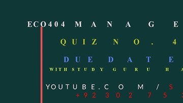 ECO404 MANAGERIAL ECONOMICS QUIZ 4 SOLVED WITH LECTURE HANDOUTS, STUDY GURU MEGA FILE 4-2-2020