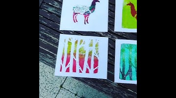 Gel plate prints with DIY stencil  #shorts