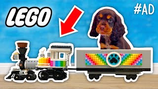 PUPPY Rides a LEGO Train!