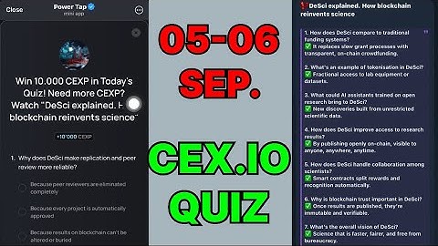 Cex.IO Quiz Answers Today 05 & 06 September | Cex.io Daily Quiz | Cex io daily combo | 