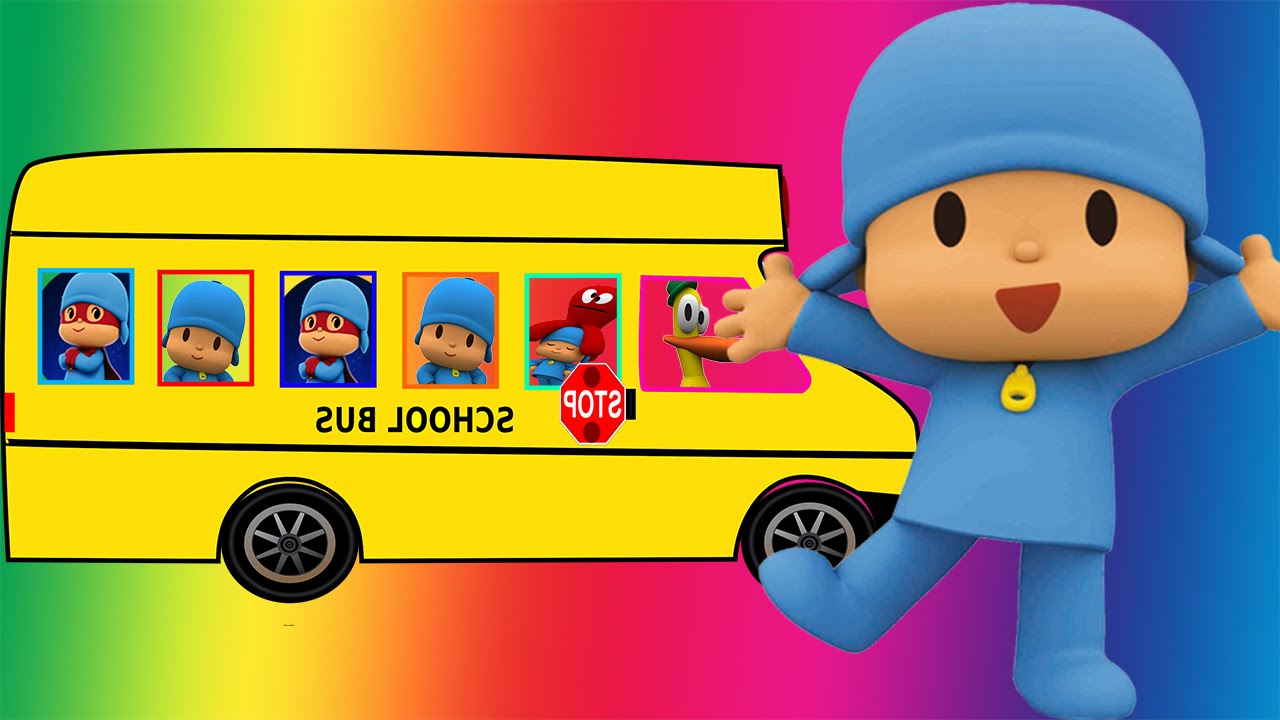 Pocoyo Wheels On the Bus Song with Lyrics Rhyme - YouTube