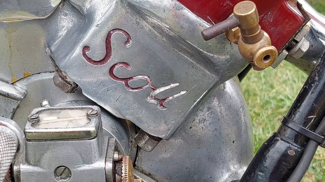 Scott Squirrel 1938, Two Stroke Twin Motorcycle Startup, Battlesbridge Essex, July 2025