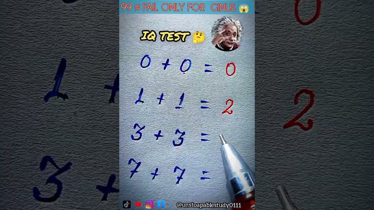 IQ TEST ONLY FOR GINUS Unstoapablestudy0111 Iqtest Mathpuzzle Iqtestonline Mathstricks