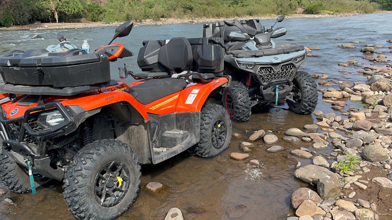 Ruta 4x4 Cuatrimotos   en cfmoto 520l y cfmoto850 cruze de rio y subida al cerro en santa Casilda  