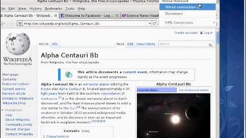 Network manager tool in a Fedora Linux computer