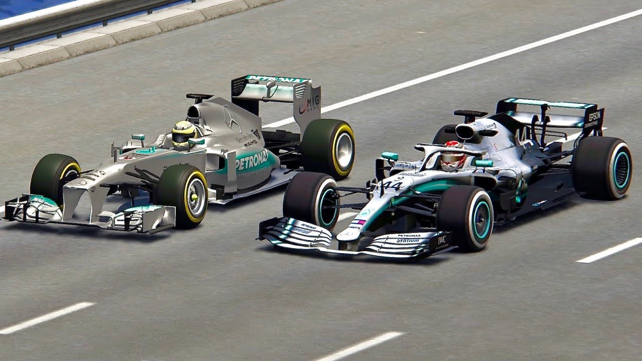 Mercedes F1 2019 vs Mercedes F1 2013 - Drag Race