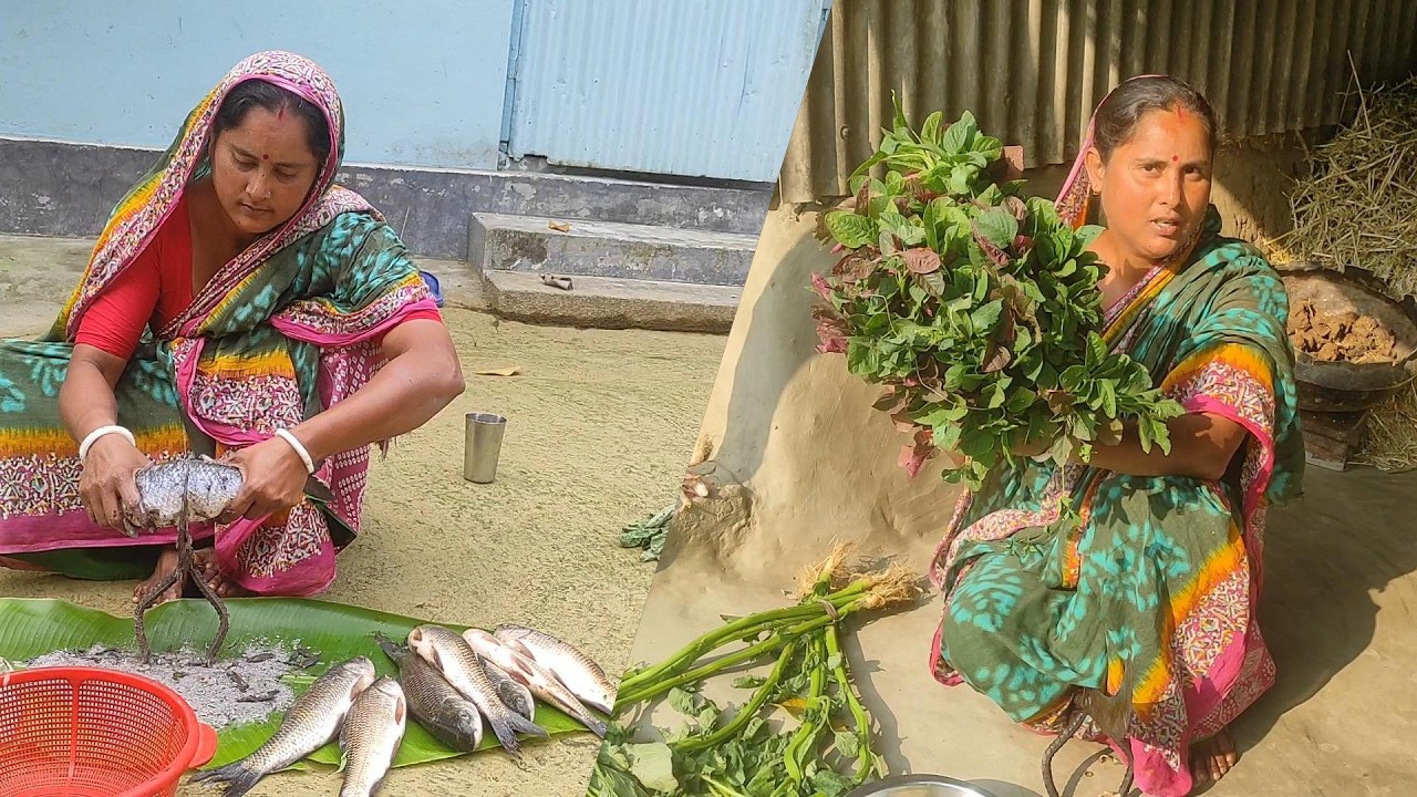হাটের রুই মাছ দিয়ে বড় ডাটার তরকারি ♨️Bangladeshi simple village life