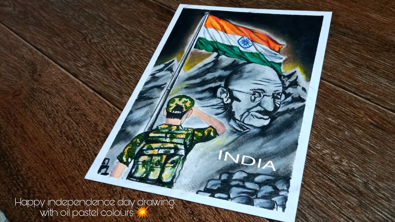 oil pastel drawing Independence day drawing / Indian army drawing ...