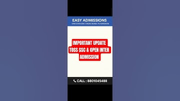 Telangana Open School Society (TOSS) Important News | TS Open 10th, Inter Admission Last Dates 2025.