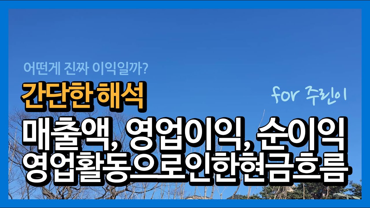 매출액, 영업이익, 순이익, 영업활동으로인한현금흐름의 해석