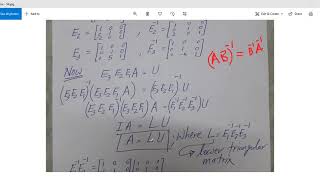 (15)-Elementary matrix, LU factorization and solution of matrix equation by using LU factorization