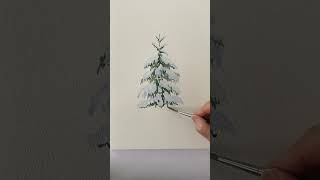 Christmas Tree with snow in watercolor