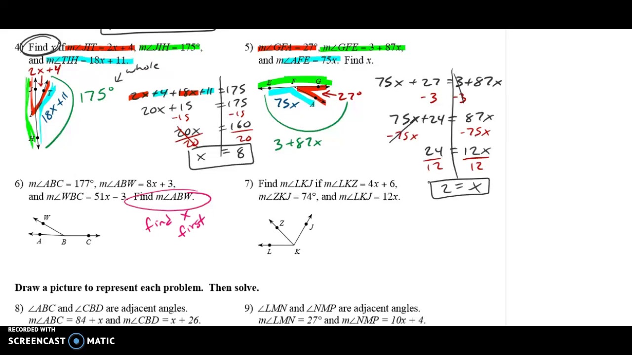 2-2 Angle Addition Postulate Notes - YouTube