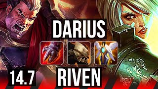 DARIUS vs RIVEN (TOP) | 10/0/8, 7 solo kills, Legendary, 300+ games | EUW Master | 14.7