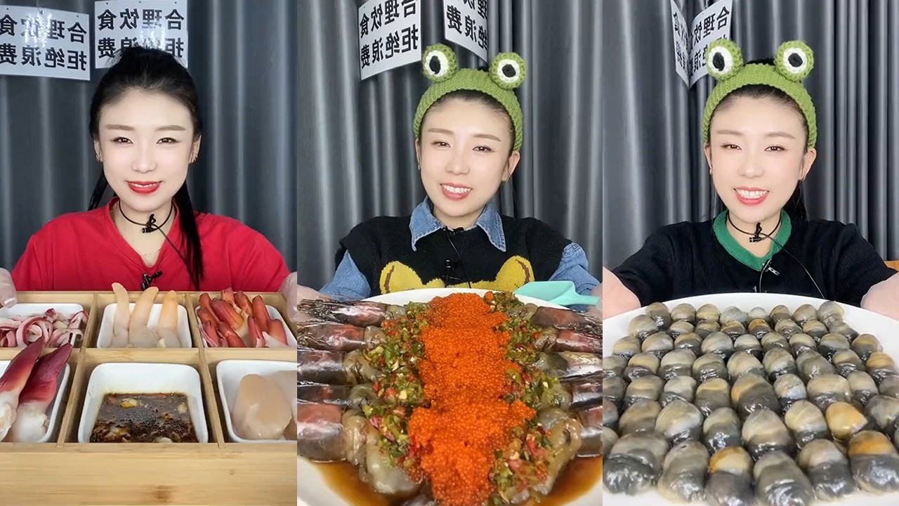 【MUKBANG】Sashimi platter + stuffed fish roe with Thai shrimp + snail meat🦐🦪🐚🧄🌶🍋#Seafood#ASMR#yummy