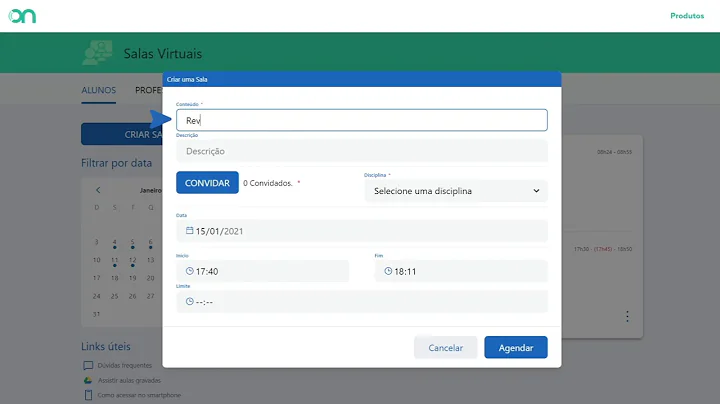Tutorial Positivo On - Sala virtual - Professor