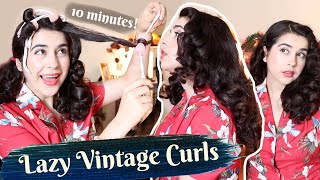 How I curl my hair the lazy way | Long Fluffy Vintage Hair | 2 Ways
