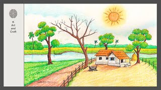 How to draw easy scenery with a dead tree easy draw a big dryest tree nature scenery