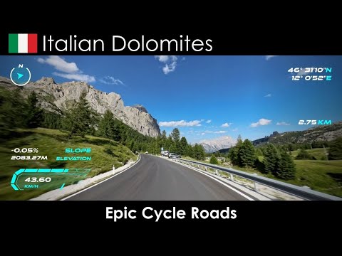 4K Video Virtual Indoor Cycling + Speed and Altitude Graphics Dolomites - Italy