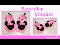 Pantuflas a crochet inspirado en Minnie Mouse