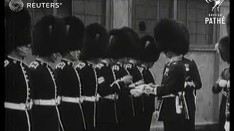 Presenting shamrock to Irish Guards on St. Patrick's Day (1927)