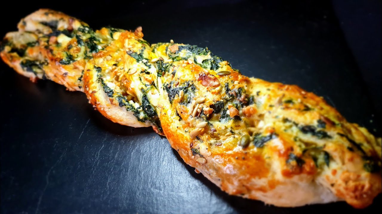 Trenza de HOJALDRE, queso y espinacas ,muy fácil ‼️