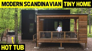 Modern Scandinavian Tiny Home W Hot Tub, 2 Fire Pits, & Hidden Loft