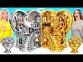 نقوم ببناء بيت دمية رائع تحدي الذهب مقابل الفضة Super Hyper DO