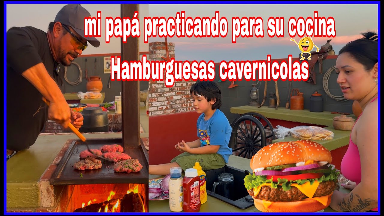 Mi papá calando su cocina y cree que tronará 🤣🤣🤣Ricas hamburguesas estilo cavernícola 