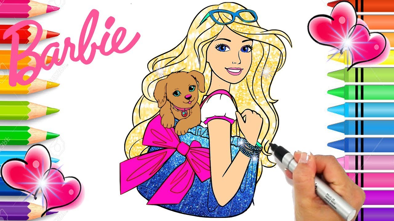 Download Barbie and Puppy Coloring Page | Barbie Coloring Book ...