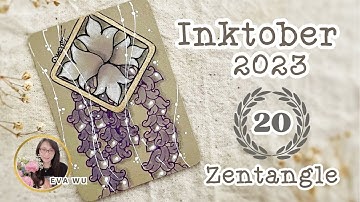 Day 20 Inktober 2023 Zentangle Tangle #Kalooa 禪繞畫 #2433 by Eva Wu ゼンタングル ATC tile