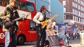 The HOD - performing Speed of Light on Oxford Street in London