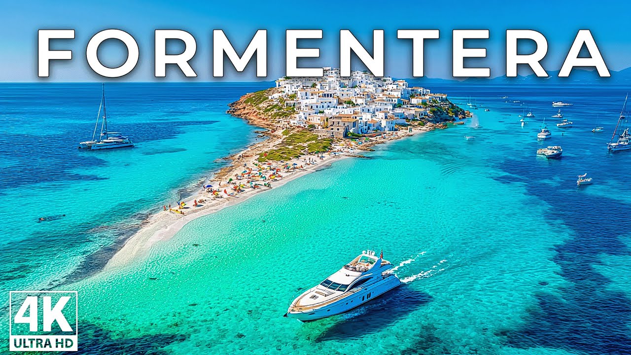 4K Formentera 2025 🇪🇸 Crystal Clear Waters & Mediterranean Paradise Aerial Journey With Deep House