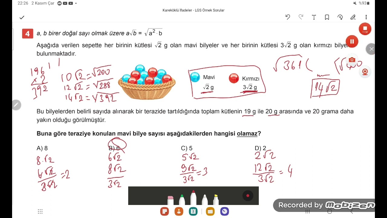 meb lgs karekökü sayılar örnek sorular çözümleri 1