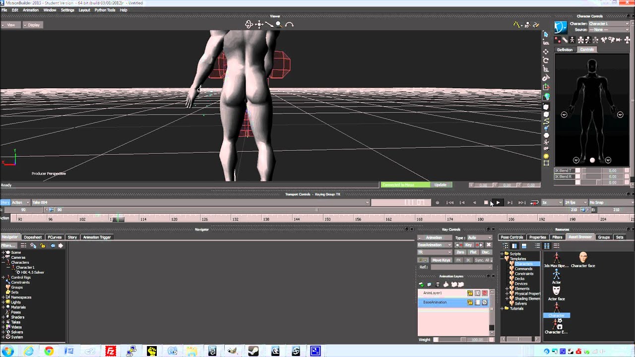 Walking Animation Capture from Brekel Kinect