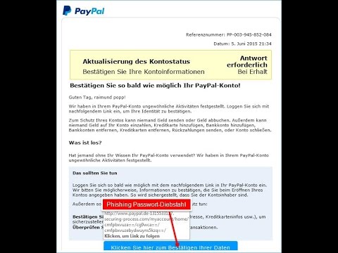 Ungewöhnliche Aktivitäten in Ihrem PayPal-Konto Phishing Email