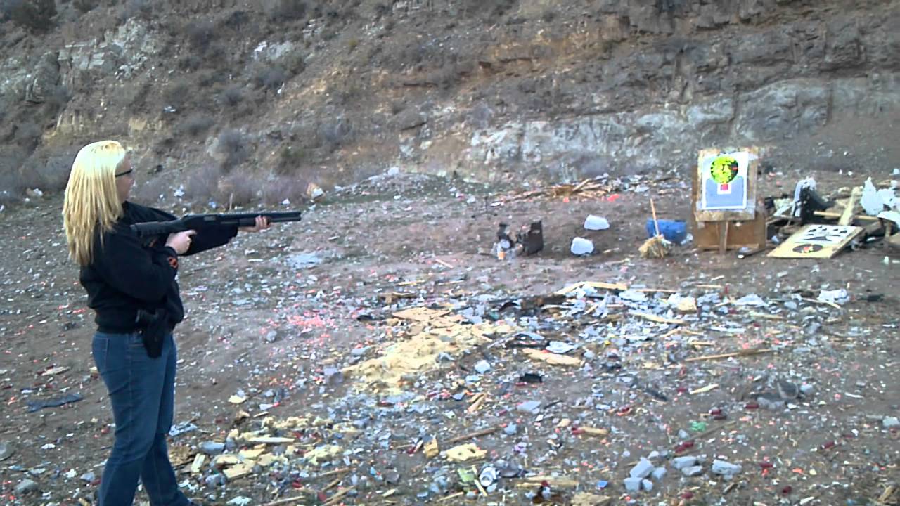 Heather shooting the shotgun - YouTube